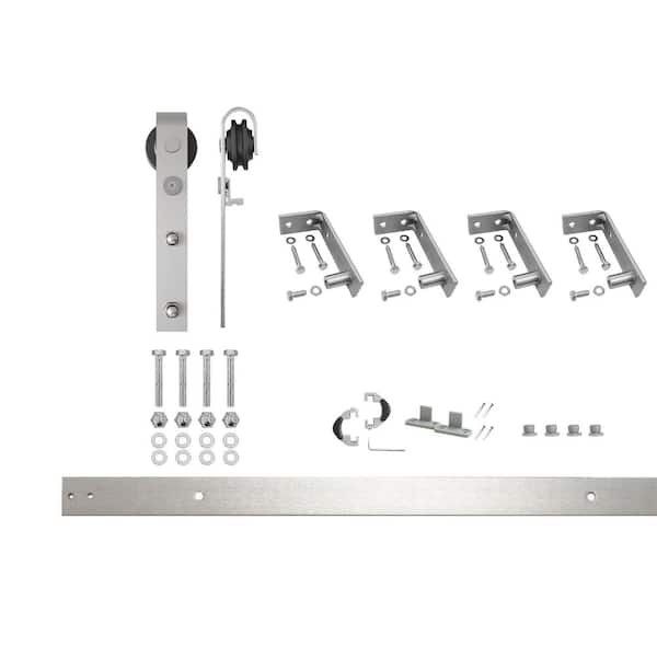 5.5 ft. /66 in. Brushed Nickel Ceiling Mount Non-Bypass Sliding Barn Door Track and Hardware Kit for Single Door