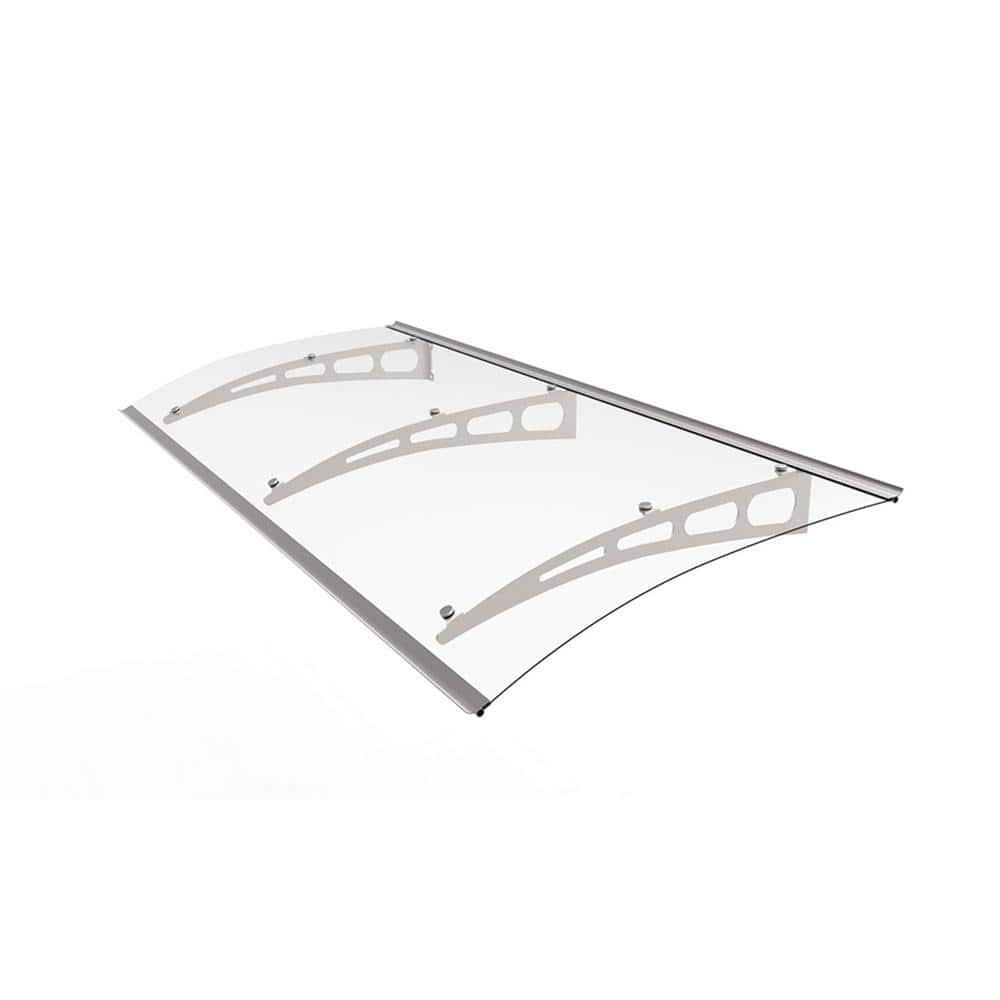 ADVANING 79 x35  Solid Polycarbonate Door Awning  PA Series  Clear Sheet  Aluminum Brackets  DA7935-PSS1A