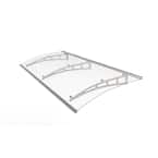 PA Series Solid Polycarbonate Aluminum Door & Window Fixed Awning (94 in. W x 35.4 in. D) in SIlver Aluminum Bracket