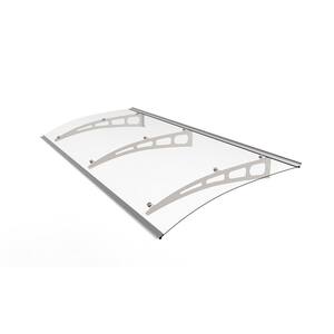 PA Series Solid Polycarbonate Aluminum Door & Window Fixed Awning (94 in. W x 35.4 in. D) in SIlver Aluminum Bracket