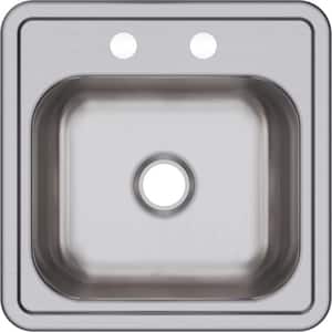 Dayton Drop-In Stainless Steel 14.37 in. 2-Hole Single Bowl Bar Sink in Satin
