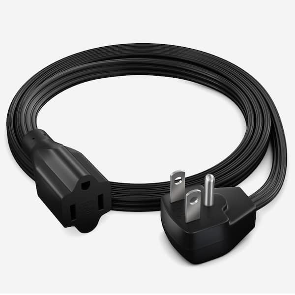 3 ft. 14/3 Medium/Heavy Duty Indoor Extension Cord Flat Plug Flat Wire, 15Amps, Black