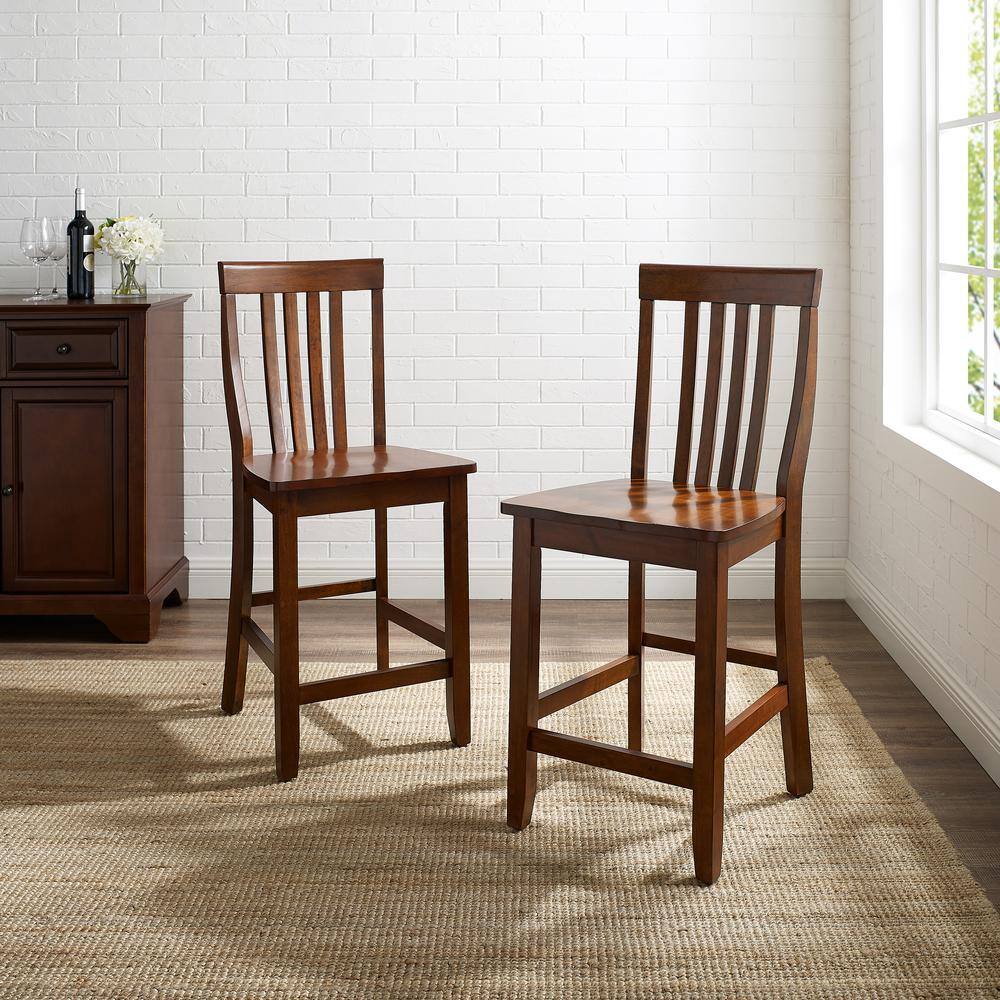 Vintage Mahogany Schoolhouse 24" Counter Stools - Set of 2