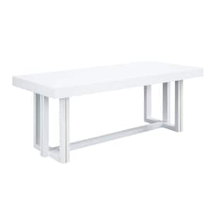Paxley White High Gloss Finish Wood 35 in. Sled Dining Table Seats 6
