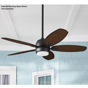 Daniel Island 52 in. White Color Changing Integrated LED Outdoor Matte Black Ceiling Fan with Light Kit and Remote