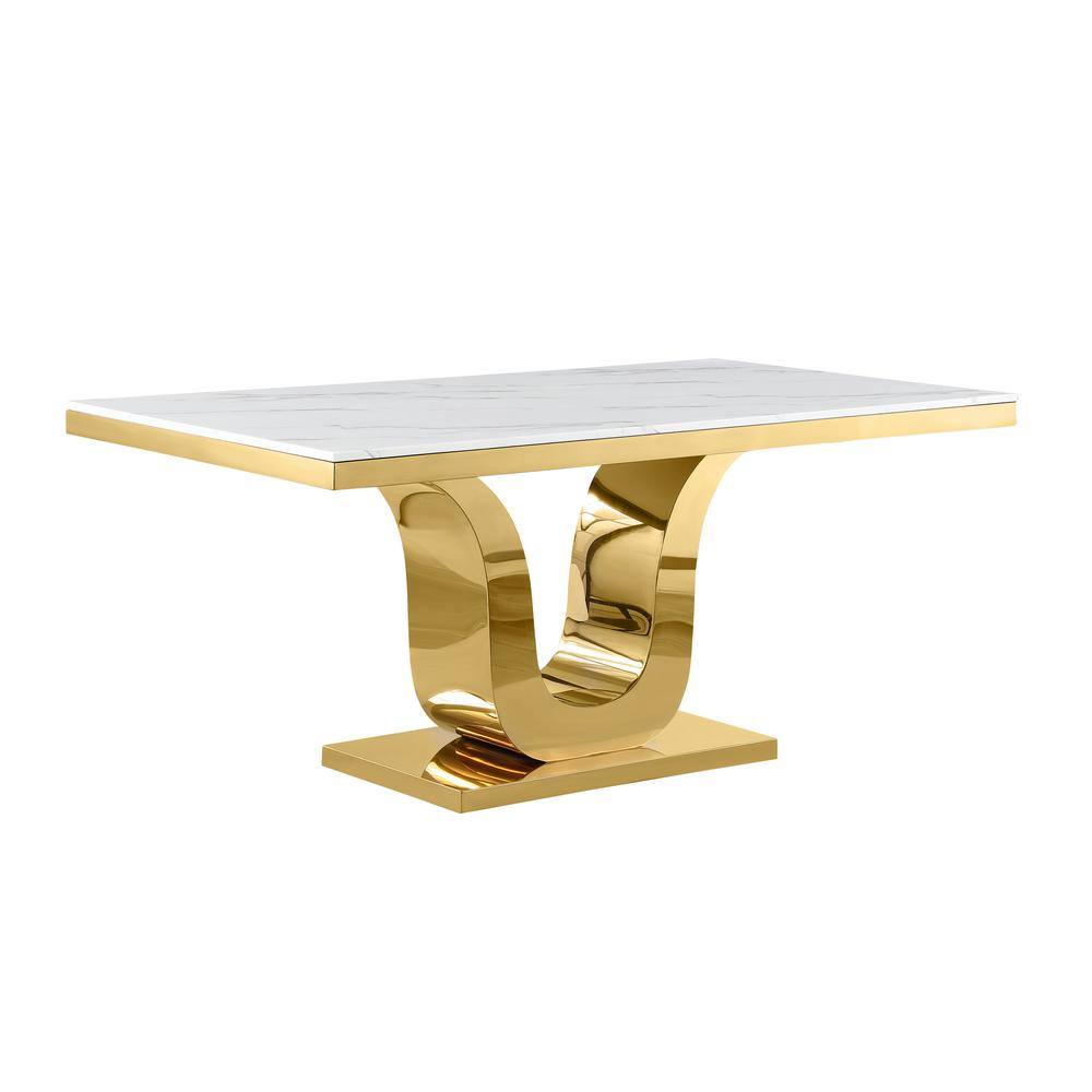 Luxurious Cream Velvet and Gold Marble Top Dining Set