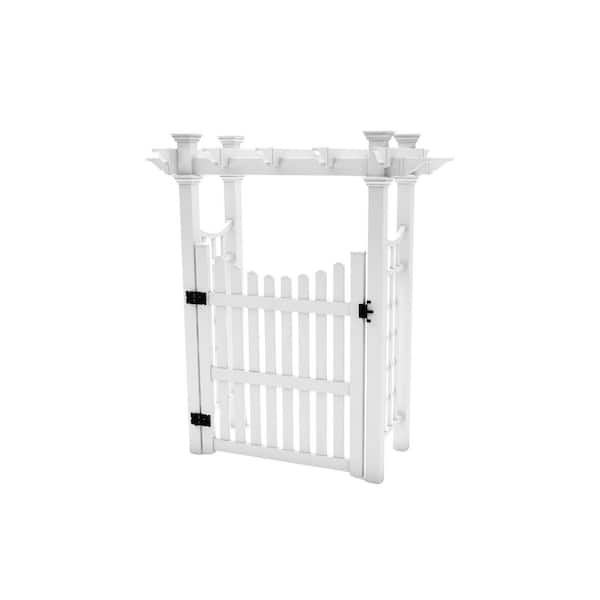 Fairfield Deluxe 91 in. x 80 in. Vinyl Arbor with 60 in. Picket Gate