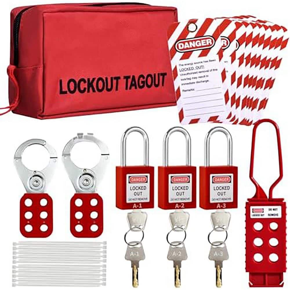 Vrbgify Electrical Lockout Tagout Safety Kit with 15 Loto Tags 3 Non ...