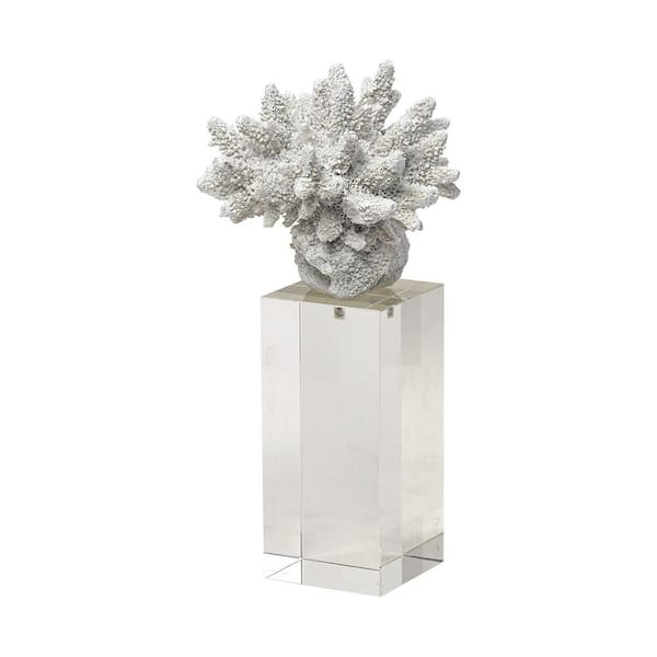 HomeRoots 10 in. White White Contempo Coral and Glass Sculpture