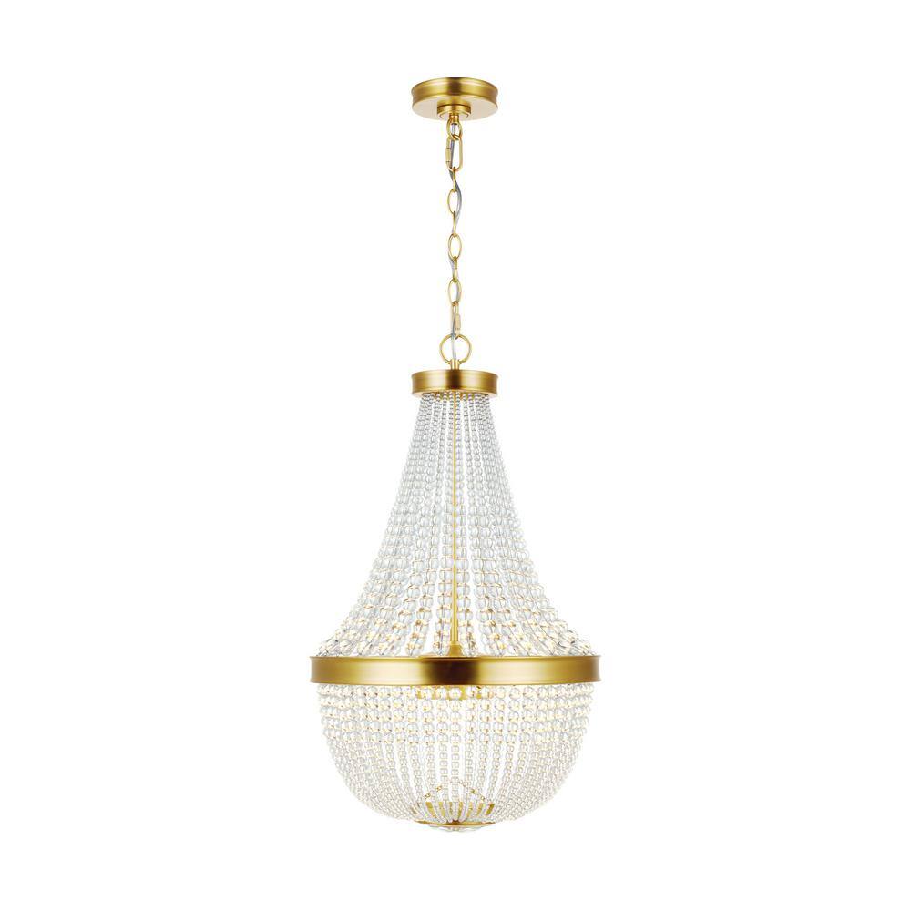 Burnished Brass and Crystal 6-Light Chandelier