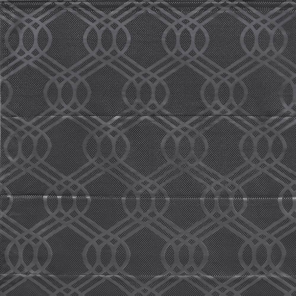 Gray Cordless Blackout Roman Shade with Woven Jacquard Pattern