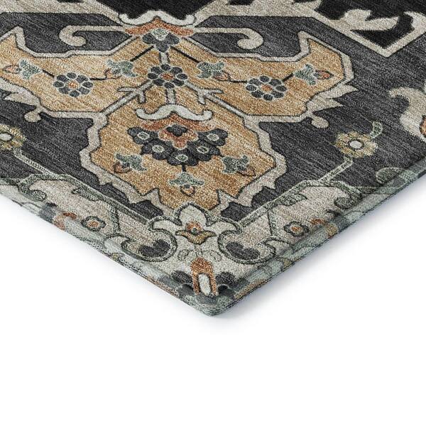 Mayfield Premium Machine Washable Abstract AMF2194 Black 2 ft. x 7 ft. Runner Rug