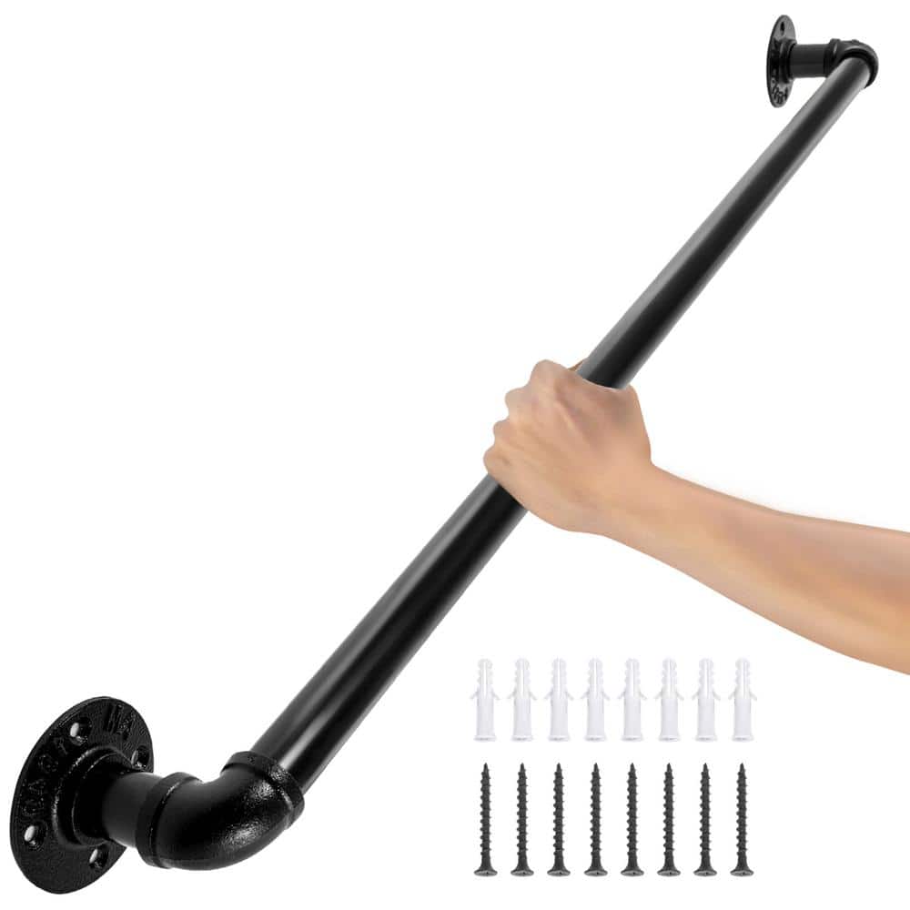 Pipe Stair Handrail 24 in. x 3.74 in. Black Staircase Handrail 440 lbs. Carbon Steel Pipe Stair Railing Kit price history on PriceWatchPro