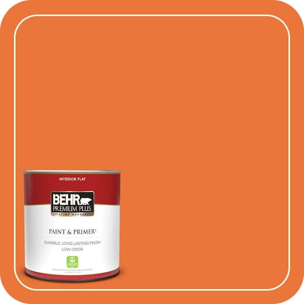 BEHR PREMIUM PLUS 1 qt. Home Decorators Collection #HDC-MD-27 Tart Orange Flat Low Odor Interior Paint & Primer