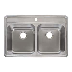 Evolution Fast-in Mount Drop-in Stainless Steel 33.5 in. 1-Hole Single Basin Kitchen Sink in Stainless Steel