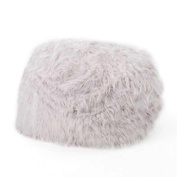 Lavender 5 Foot Rounded Polyester-Faux Fur Bean Bag, Bean Bag Chair with Cover & Safety Zipper