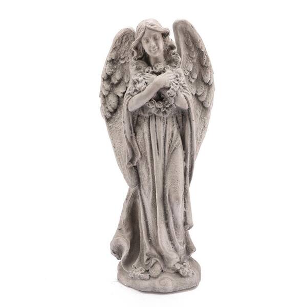 LuxenHome 27 in. H Gray MgO Angel Garden Statue WHST1562 - The