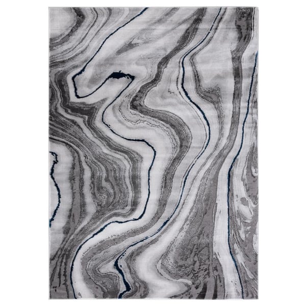 SAFAVIEH Craft Gray/Blue Doormat 2 ft. x 4 ft. Marbled Abstract Area Rug