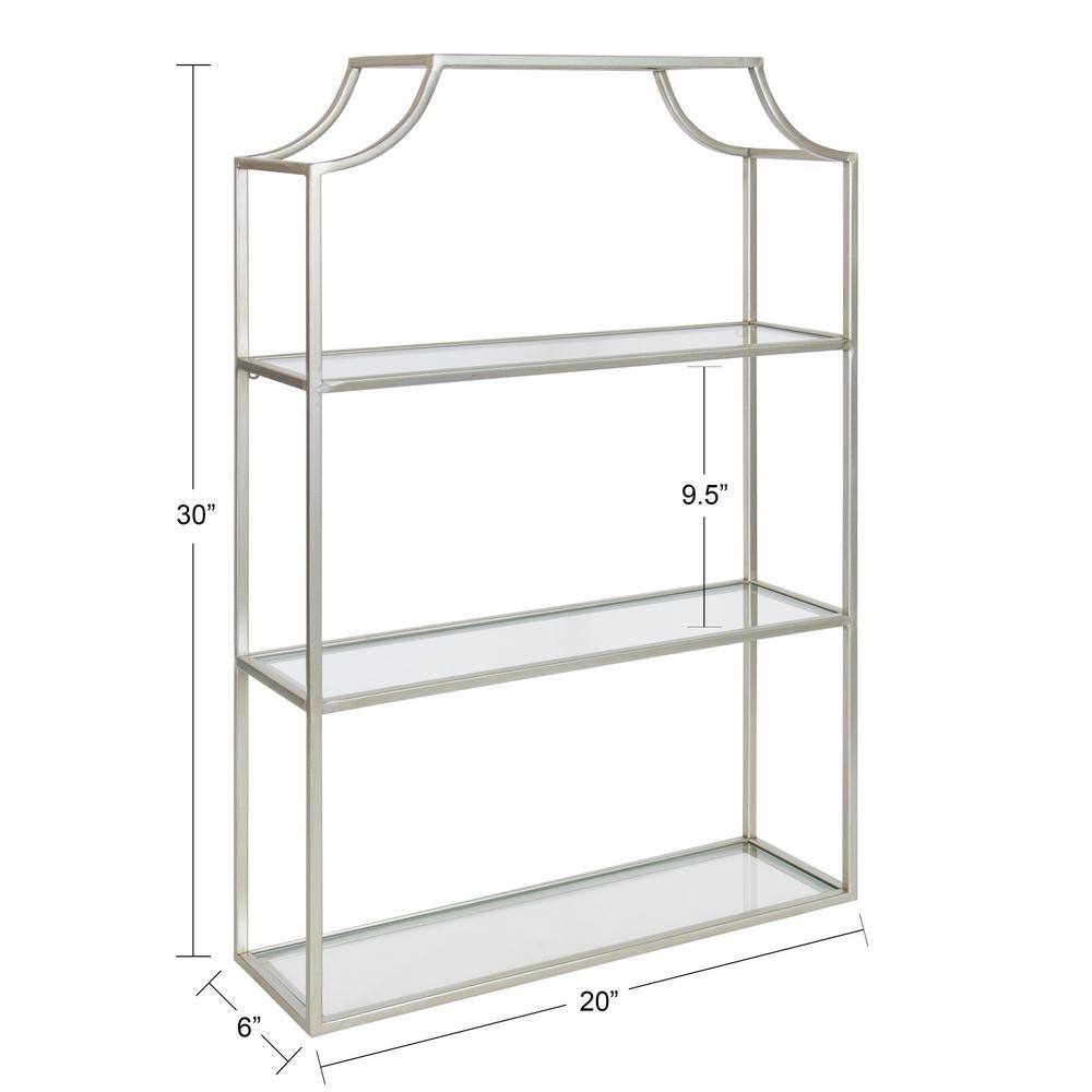 Silver Scalloped 4-Tier Glass Wall Shelf