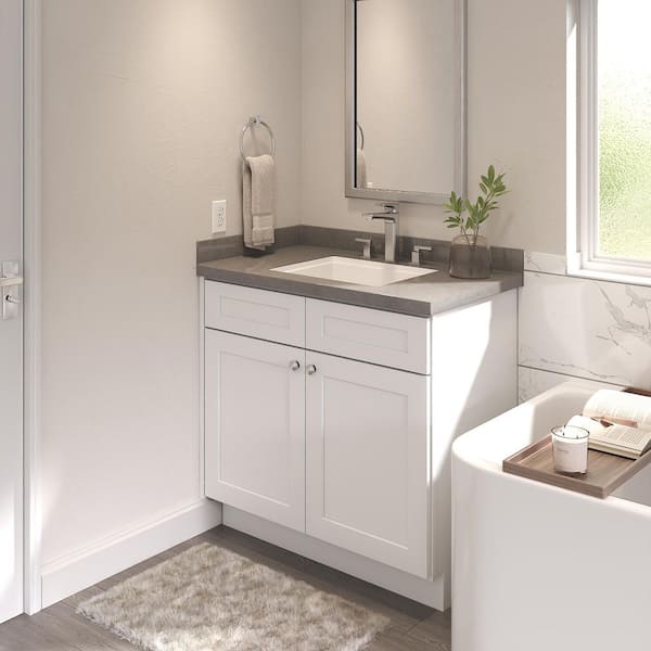 36 in. W 21 in. H 34.5 in. D Ready to Assemble Plywood Vanity Kitchen Cabinet in Painted White