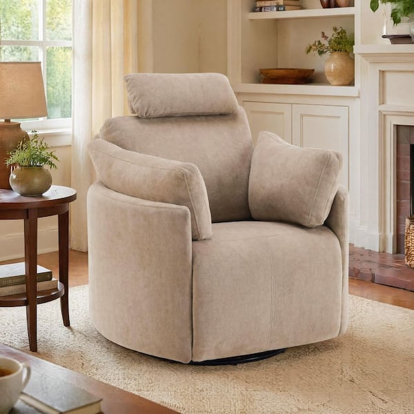 CHRISTOPHER KNIGHT HOME Henry Beige 360° Swivel Fabric Recliner