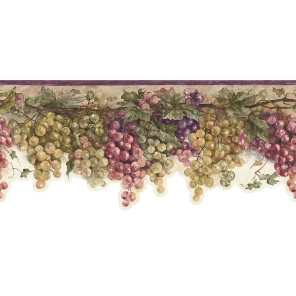 The Wallpaper Company 10 in. x 8 in. Purple Mid-Tone Grape Watercolor Border Sample-DISCONTINUED