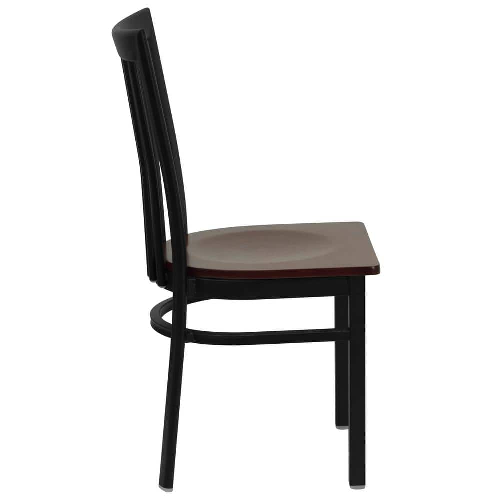Black and Mahogany High Back Metal Side Chair