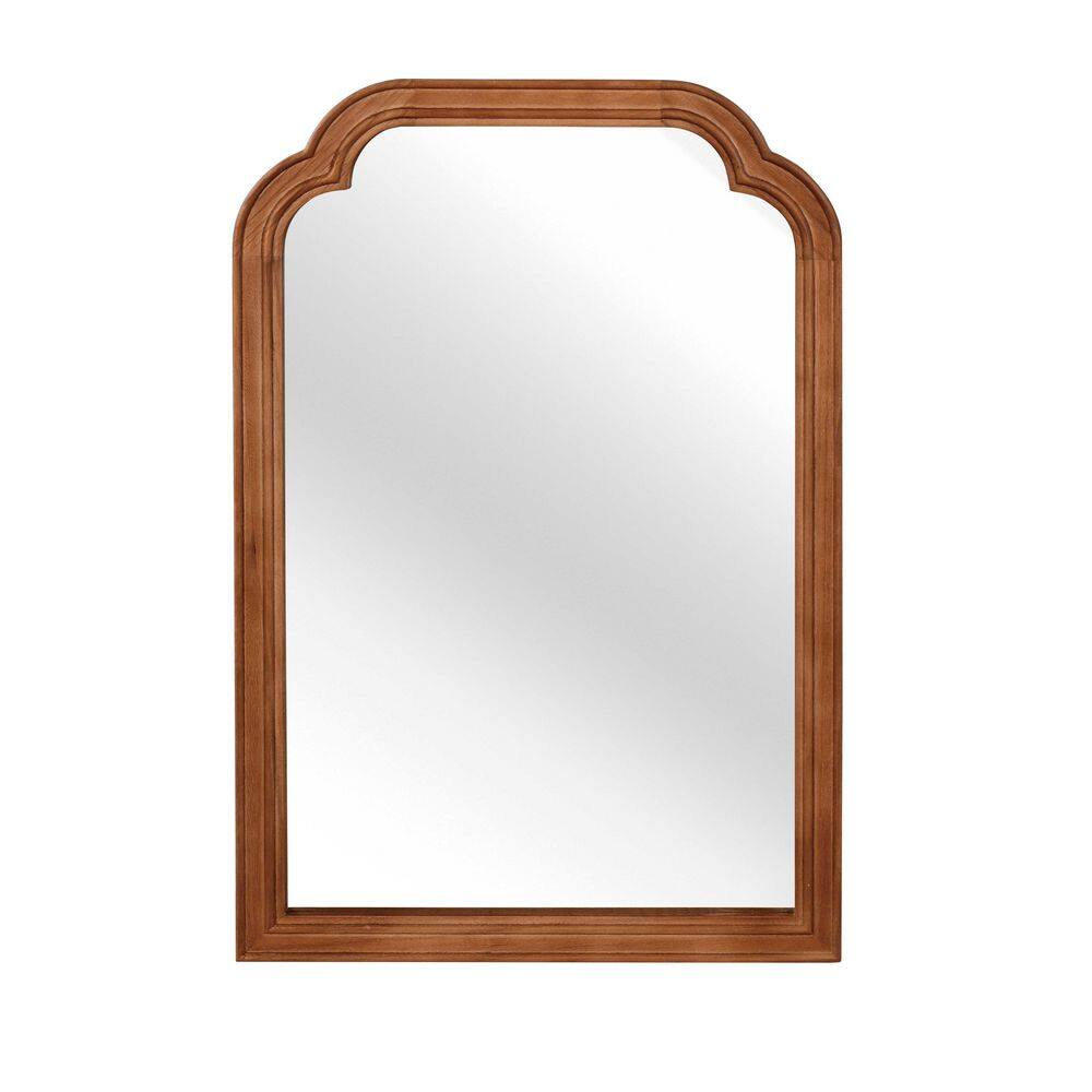 Yellow Brown 20 in. W x 30 in. H Solid Wood Frame Rounded Corner Decorative Mirror, For Bedroom, Bathroom, Living Room price history on PriceWatchPro