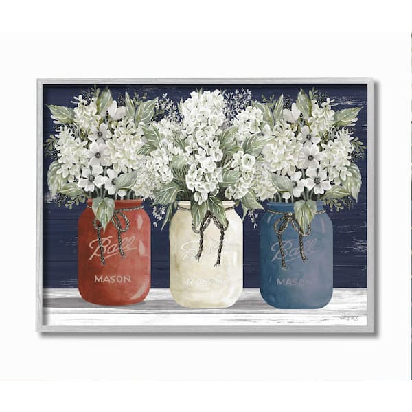 Stupell Industries "Americana Floral Bouquets Rustic Flowers Country Pride" by Cindy Jacobs Framed Nature Wall Art Print 11 in. x 14 in.