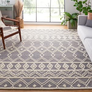 Abstract Gray/Ivory 6 ft. x 6 ft. Chevron Tribal Square Area Rug