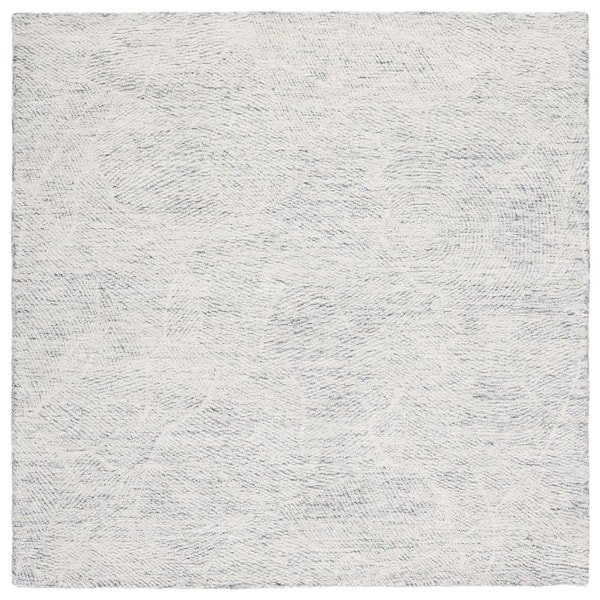Metro 8 ft. x 8 ft. Square Dark Gray/Ivory Solid Color Abstract Area Rug