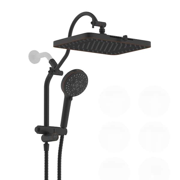 Easy Reach High Pressure 10-spray 13 in. Wall Mount Dual Fixed and Handheld Shower Head 1. 8GPM in Oil Rubbed Bronze