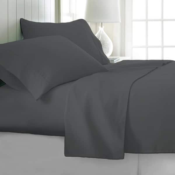 1800bf 4 Piece Dark Gray Solid Bamboo Fiber Full Sheet Set Lh 1800bf 4pc Gra F The Home Depot