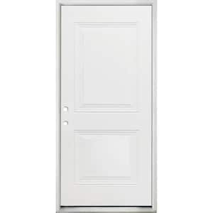 32 in. x 80 in. Element Series 2-Panel Square Wht Primed Steel Prehung Front Door Right-Hand Inswing w/ 4-9/16 in. Frame