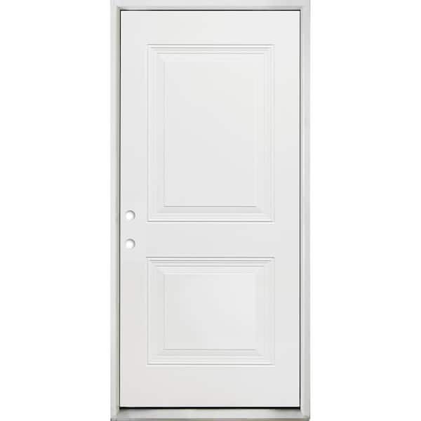 Steves & Sons 32 in. x 80 in. Element Series 2-Panel Square Wht Primed Steel Prehung Front Door Right-Hand Inswing w/ 4-9/16 in. Frame