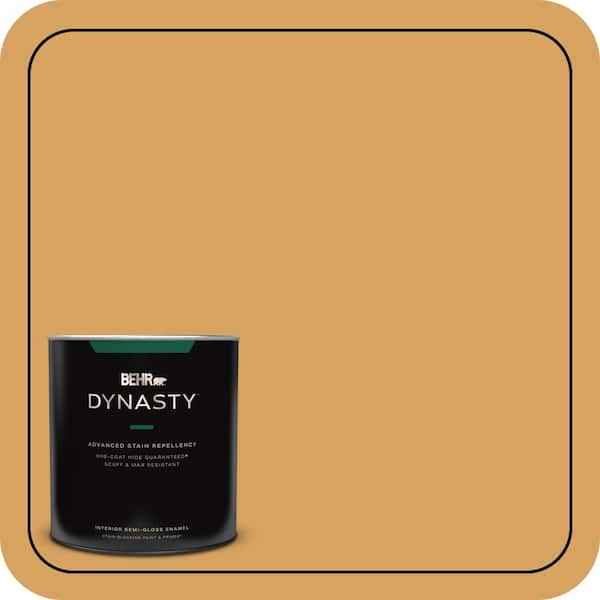 BEHR DYNASTY 1 qt. #MQ4-10 Amber Brew One-Coat Hide Semi-Gloss Enamel Interior Stain-Blocking Paint & Primer