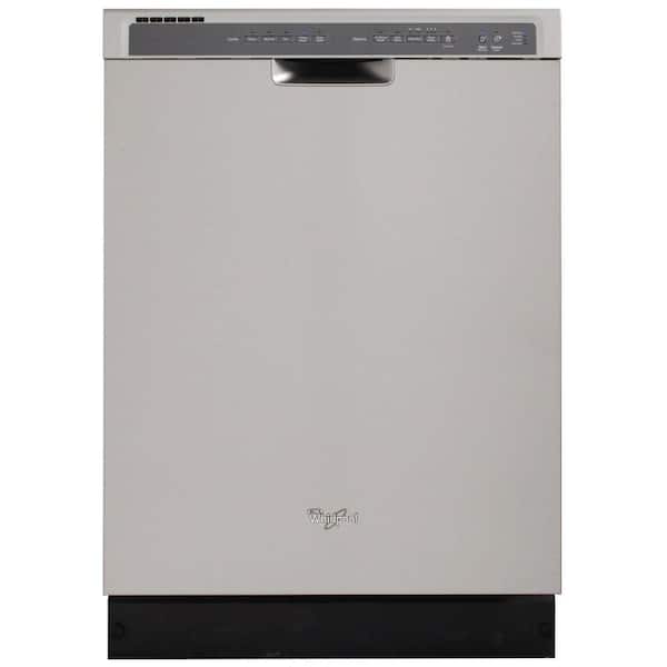 Whirlpool 24 in. Monochromatic Stainless Steel Front Control Built-In Tall Tub Dishwasher, 55 dBA