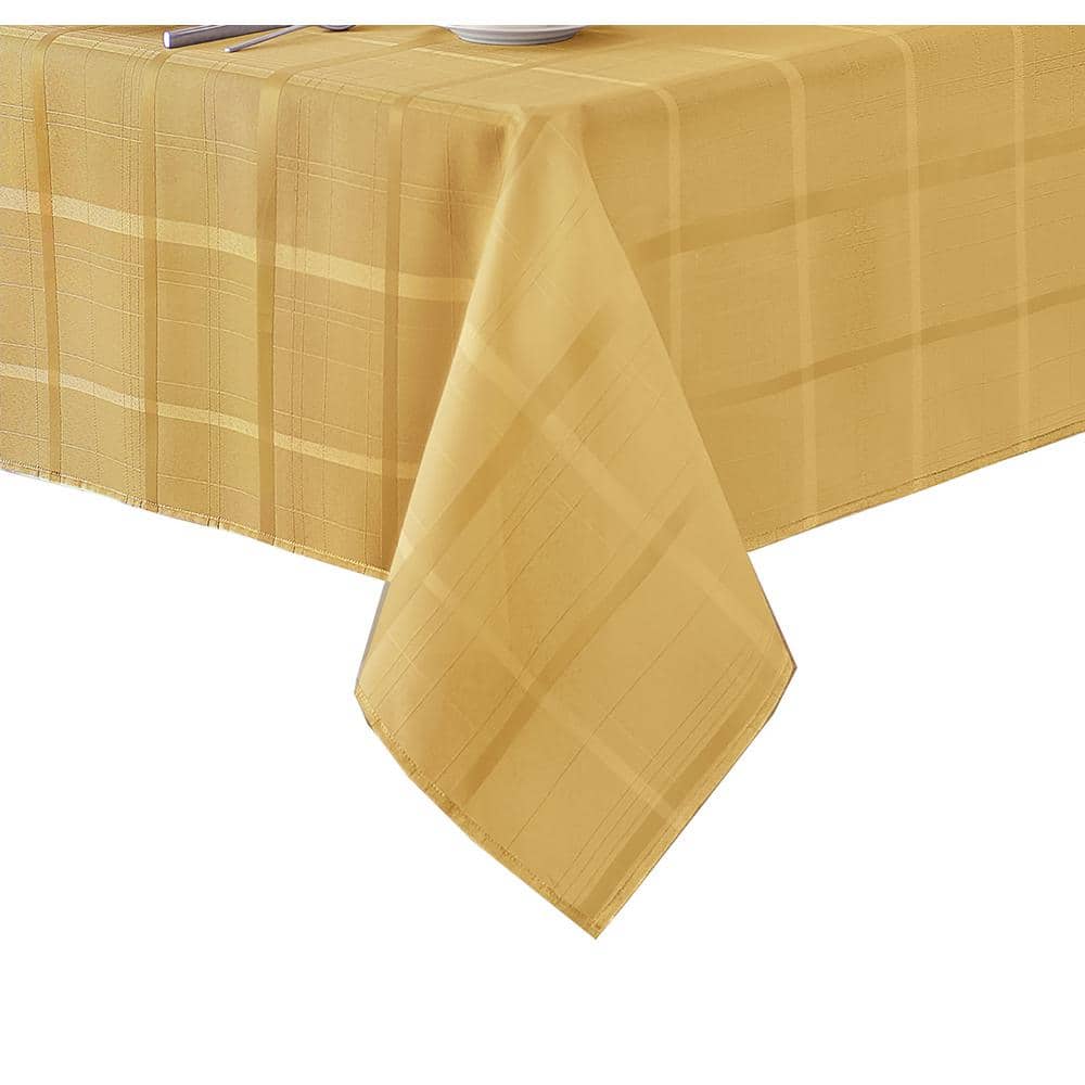 Ribbon Gold Stain Resistant Polyester Rectangular Tablecloth