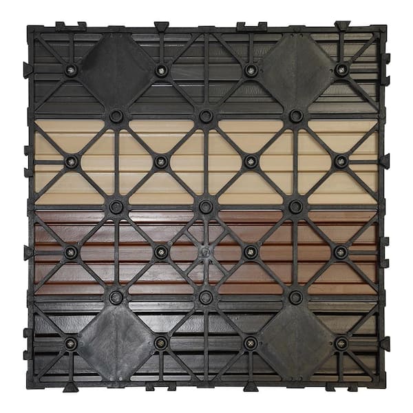 UltraShield Naturale 1 ft. x 1 ft. Composite Quick Deck Outdoor Deck Tile Sample in Multi-Color