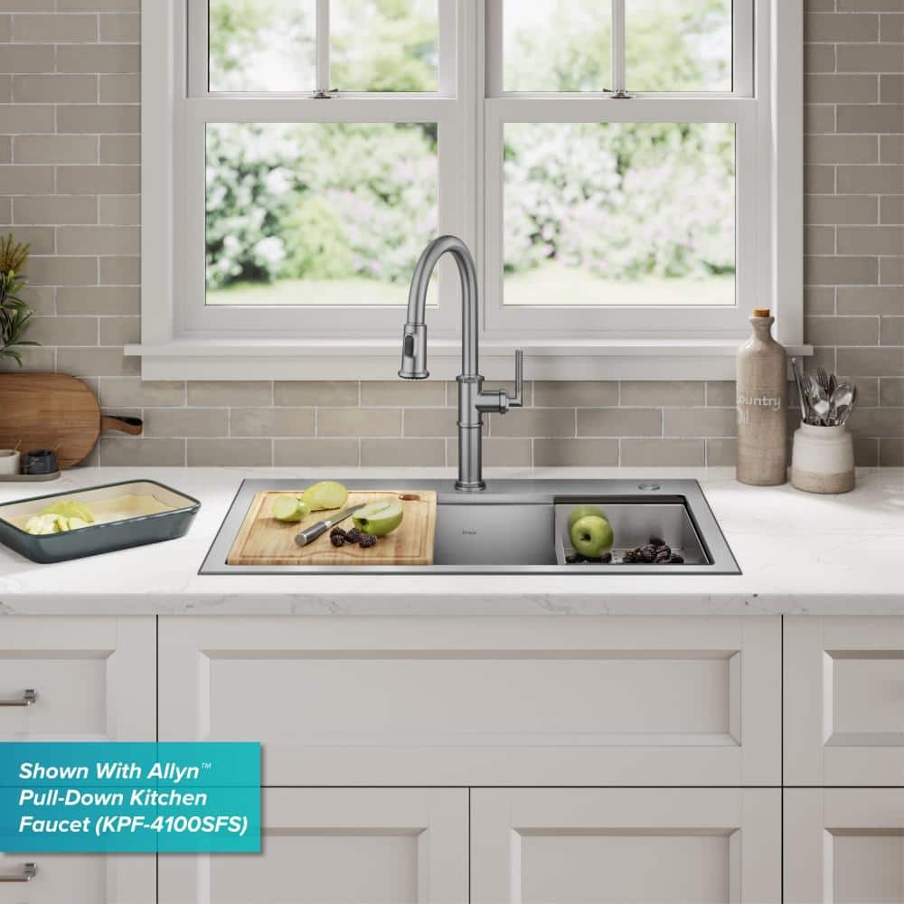Kore 25-Inch Stainless Steel Drop-In Single Bowl Kitchen Sink with Accessories