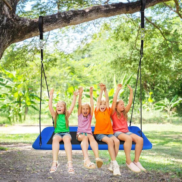 Costway OP70630NY 700 lbs. Giant 60 in. Platform Tree Web Swing Outdoor with 2 Hanging Straps Blue - 3
