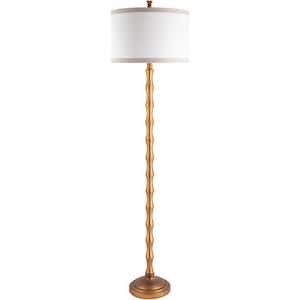Mellieha 66.5 in. Gold Indoor Floor Lamp with Multi-Colored Drum Shaped Shade