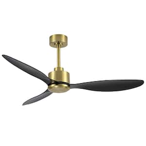 Sawyer 52 in. 6-Speed Indoor Black-Blade Gold Ceiling Fan with Remote Control