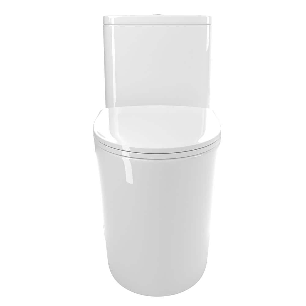 White Ceramic Dual-Flush Elongated One-Piece Toilet