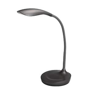 10.25 in. Gray Gooseneck LED Desk Lamp with USB Charging Port