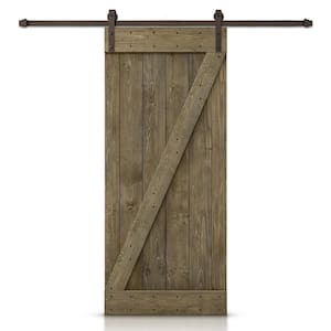 26 in. x 84 in. Z Aged Barrel Stained DIY Knotty Pine Wood Interior Sliding Barn Door with Hardware Kit