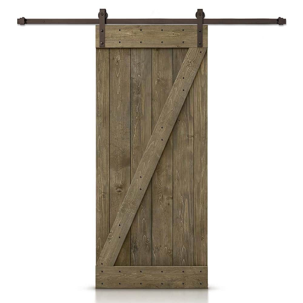 32 in. x 84 in. Z Aged Barrel Stained DIY Knotty Pine Wood Interior Sliding Barn Door with Hardware Kit price history on PriceWatchPro