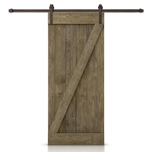 40 in. x 84 in. Z Aged Barrel Stained DIY Knotty Pine Wood Interior Sliding Barn Door with Hardware Kit