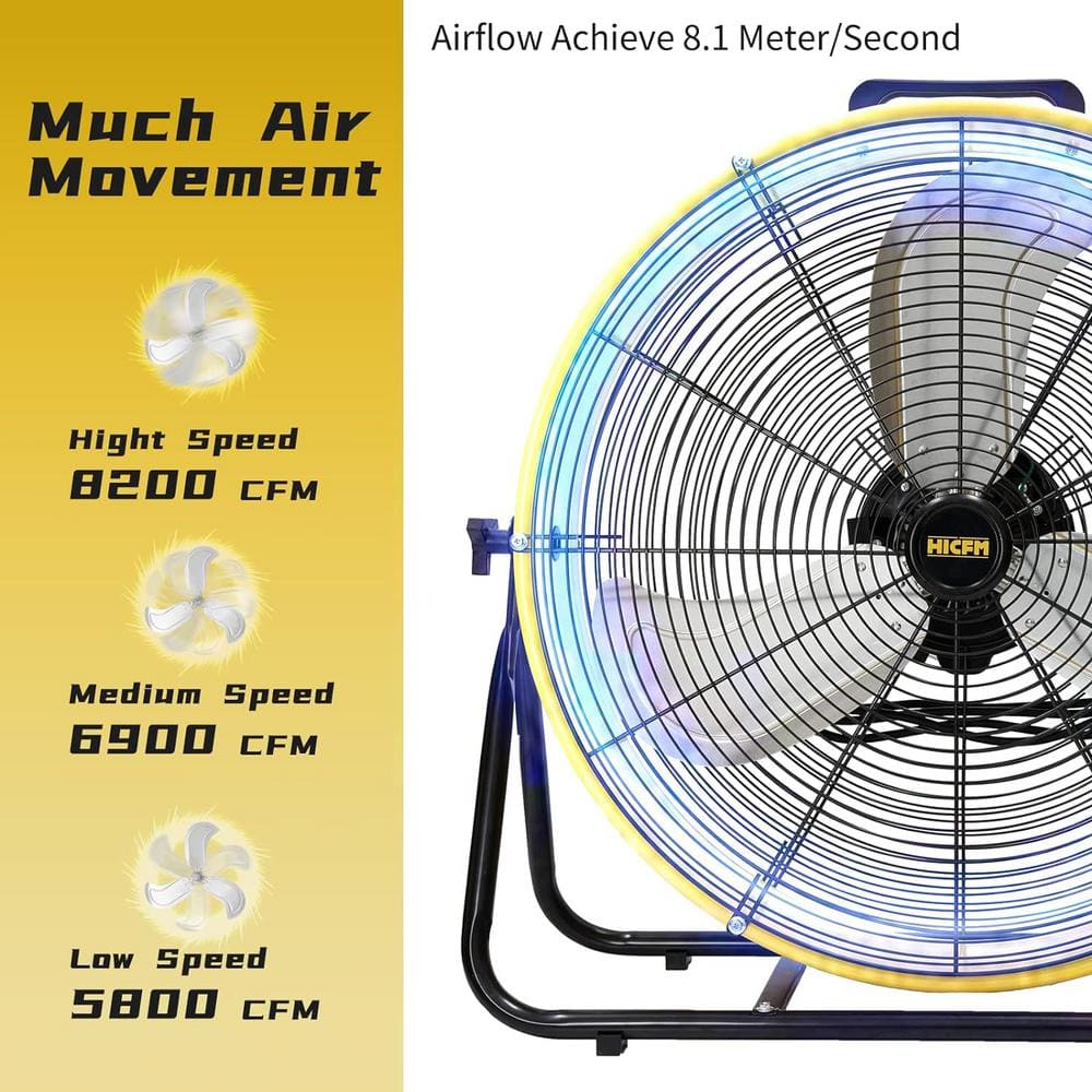 24-Inch Yellow and Black High Velocity Drum Fan with Steel Housing