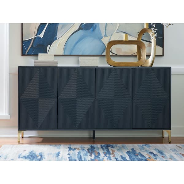 Loirwick Dark Blue 36.25 in. Accent Cabinet with 2-Shelves